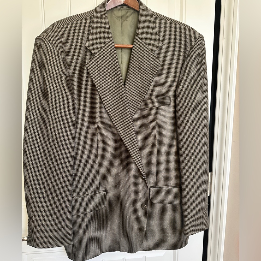 Oscar de la Renta Black and Tan Houndstooth Blazer